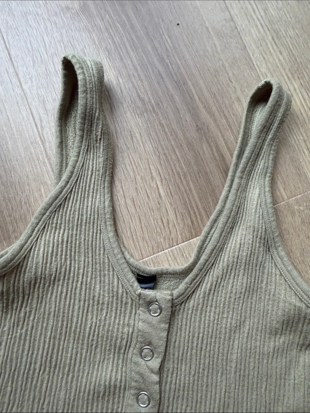 Out From Under Ribbed Button-Front Tank Top in Beige - Picture 5 of 6
